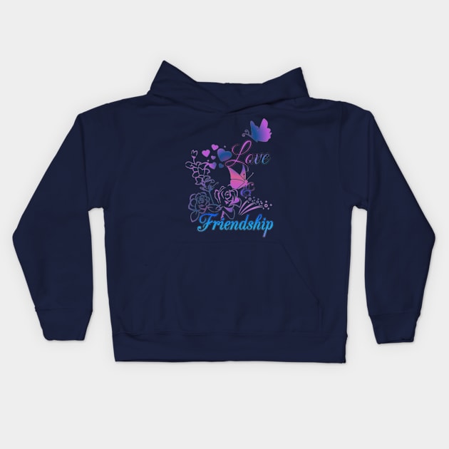 Love and Friendship Kids Hoodie by Asterme